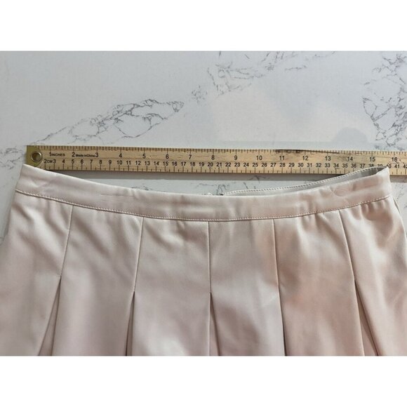 TCEC Mini Skirt Size Medium Faux Leather Pleated Cream Y2K 90s - Picture 9 of 11